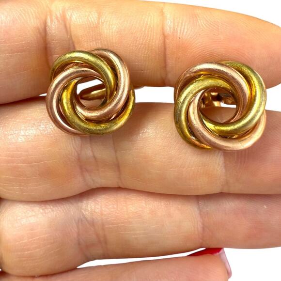 VINTAGE LOT OF 2 pcs KREMENTZ YELLOW GOLD FILLED CUFFLINKS - Picture 3 of 9